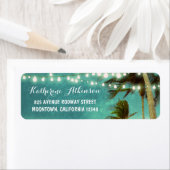 teal ombre beach wedding address labels with palms (Insitu)