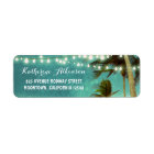 teal ombre beach wedding address labels with palms