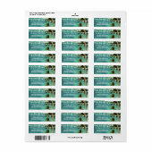 teal ombre beach wedding address labels with palms (Full Sheet)