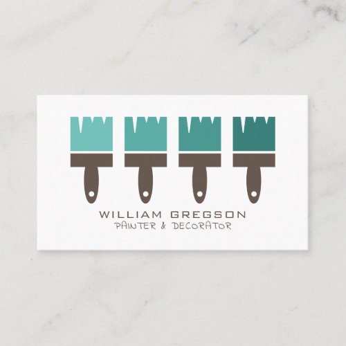 Teal Ombre Brushes Painter  Decorator Business Card