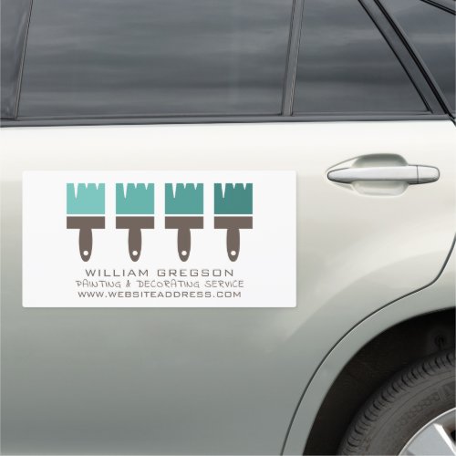 Teal Ombre Brushes Painter  Decorator Car Magnet