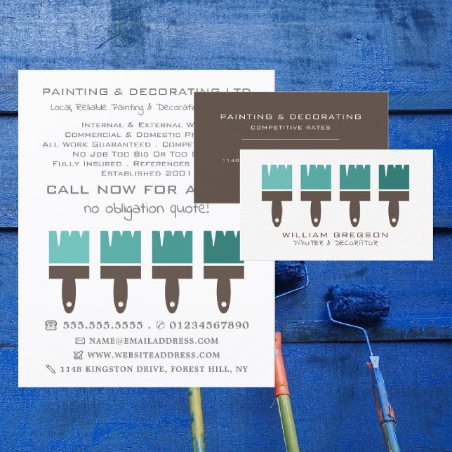 Teal Ombre Brushes, Painter & Decorator Flyer (Creator Uploaded)