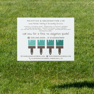 Teal Ombre Brushes, Painter & Decorator Sign