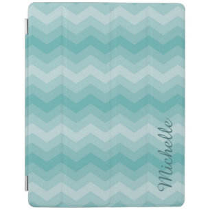 Teal Ombre Chevron Personalized iPad Smart Cover