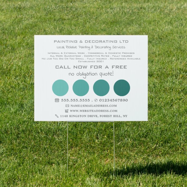 Teal Ombre Circles, Painter & Decorator Sign (Insitu)