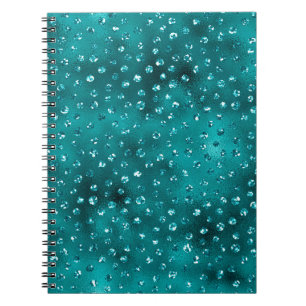 Teal Ombre Glam Glitter Polka Dots Pattern Notebook