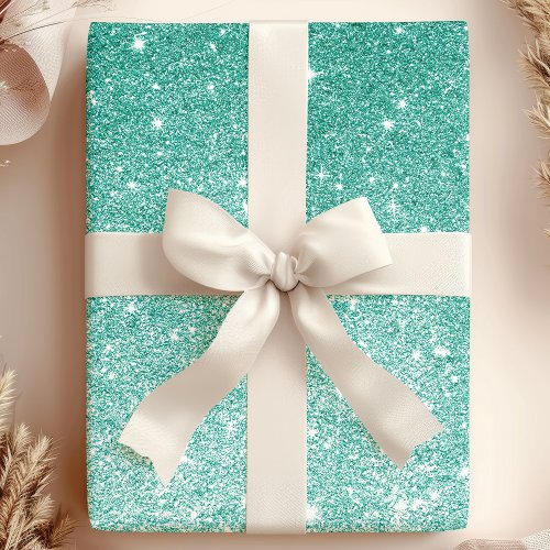 Teal Ombre Glitter Wrapping Paper