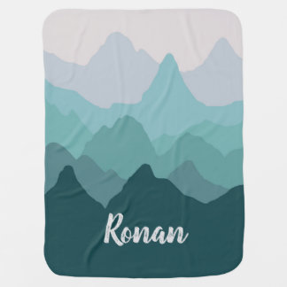 Teal Ombre Mountain Baby Blanket