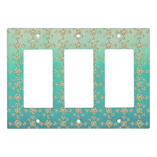 Teal Ombre Pattern and Geometric Tile Light Switch Cover