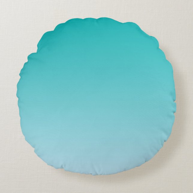 Teal Ombre Round Pillow (Front)