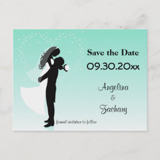 Teal Ombre Save The Date Wedding Post Card