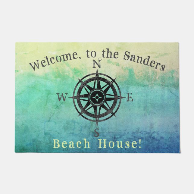 Teal Ombre Sea Doormat (Front)