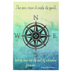 Teal Ombre Sea Metal Print