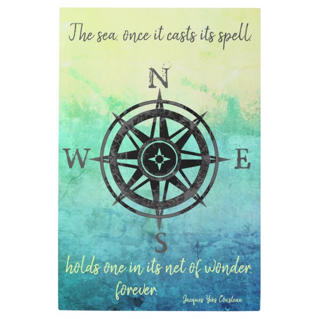 Teal Ombre Sea Metal Print (Front)