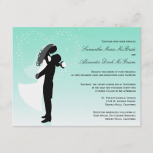Teal Ombre Silhouette Formal Wedding Invite
