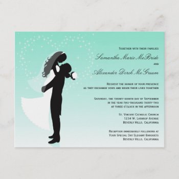Teal Ombre Silhouette Formal Wedding Invite by malibuitalian at Zazzle