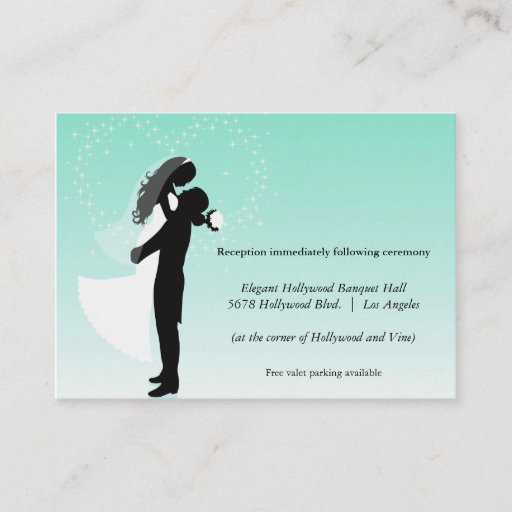 Customizable Teal Ombre Silhouette Wedding Reception Card Business Card