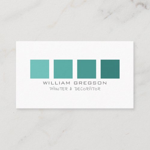 Teal Ombre Squares Painter  Decorator Business Card