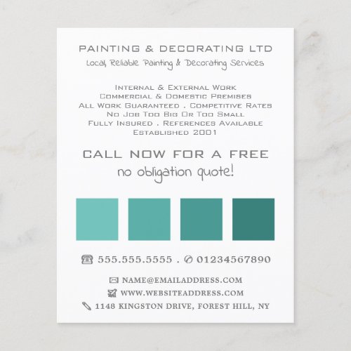 Teal Ombre Squares Painter  Decorator Flyer
