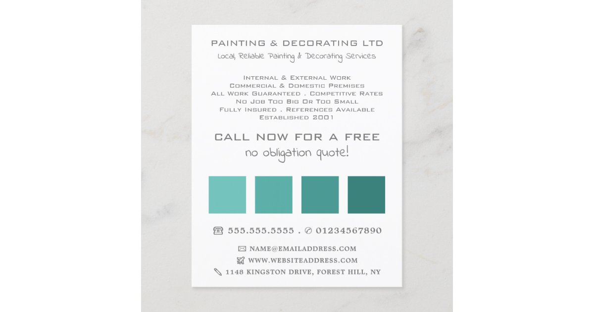 Teal Ombre Squares, Painter & Decorator Flyer | Zazzle