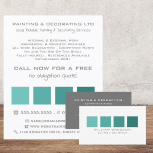Teal Ombre Squares, Painter & Decorator Flyer