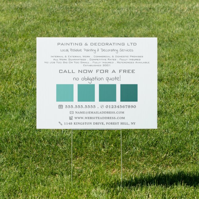 Teal Ombre Squares, Painter & Decorator Sign (Insitu)