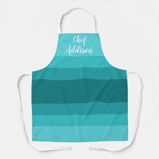 Teal Ombre Stiped Custom Apron (Front)