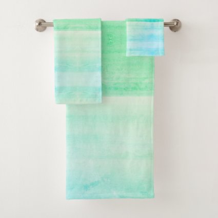 Teal Ombre Watercolor Bath Towels