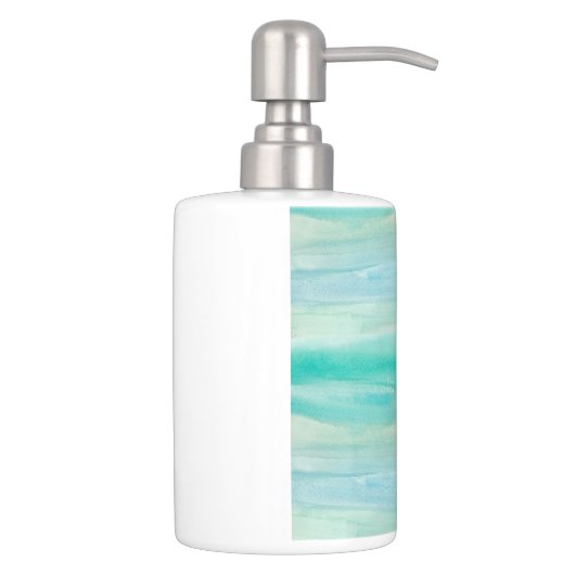 Teal Ombre Watercolor Soap Dispenser & Toothbrush Holder (Right)