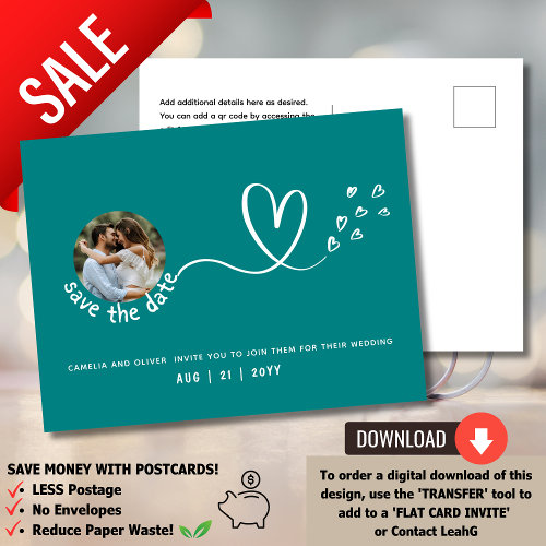 TEAL | On a Budget? Opt for a PHOTO Save the Date  Postcard