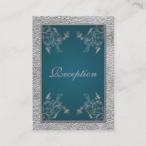 Customizable Teal on Pewter Enclosure Card Business Card Template