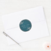 Teal on Pewter Monogrammed 1.5" Round Sticker (Envelope)