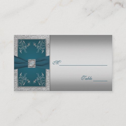 Teal on Pewter Placecards