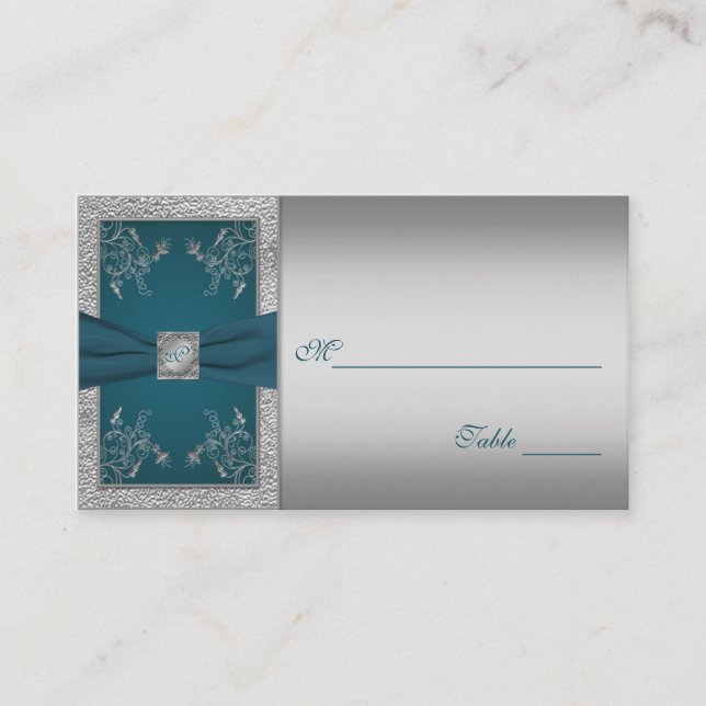 Teal on Pewter Placecards (Front)