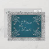Teal on Pewter Save the Date Postcard (Front/Back)