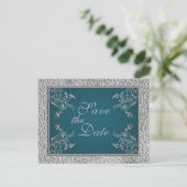 Teal on Pewter Save the Date Postcard (Standing Front)