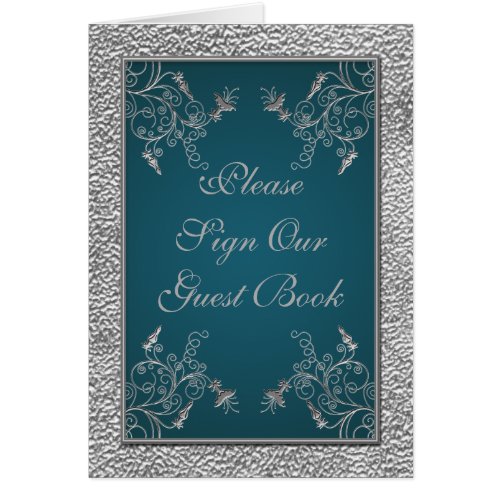 Teal on Pewter Table Card