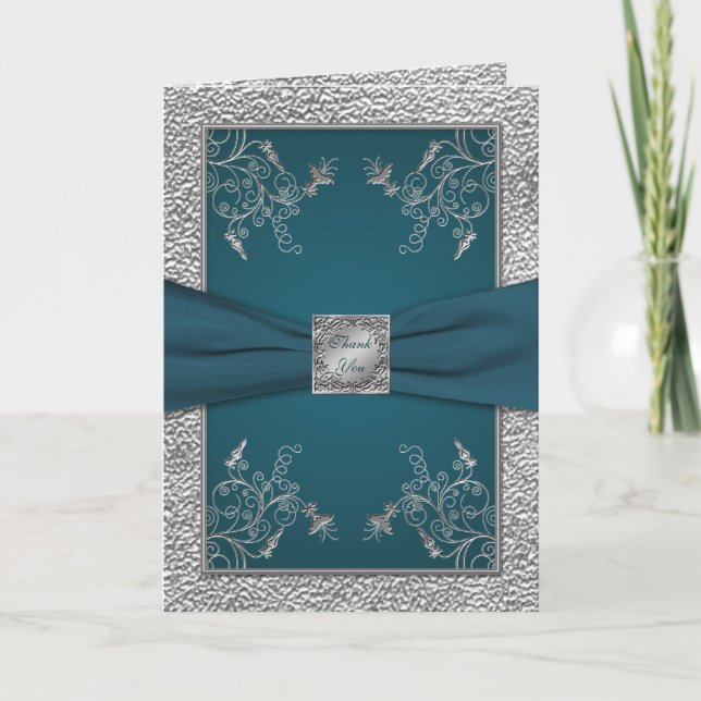 Teal on Pewter Thank You Card (Front)
