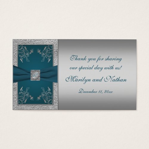 Teal on Pewter Wedding Favor Tag