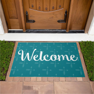 Teal or Any Color Inspirational Quote Welcome Doormat