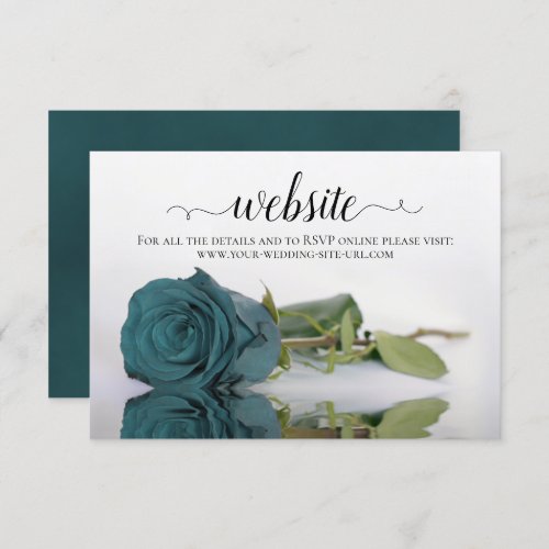 Teal or Turquoise Rose Elegant Wedding Website Enclosure Card
