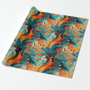 Teal & Orange Abstract Wrapping Paper
