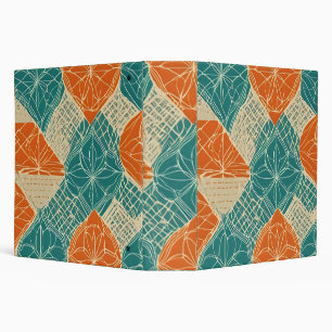 Teal, Orange, and Tan Abstract Flowers 3 Ring Binder