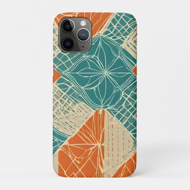 Teal, Orange, and Tan Abstract Flowers  Case-Mate iPhone Case (Back)
