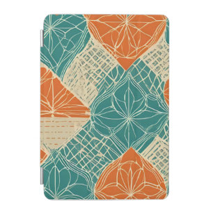 Teal, Orange, and Tan Abstract Flowers iPad Mini Cover