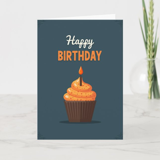 Teal Orange Art Birthday Card (Front)