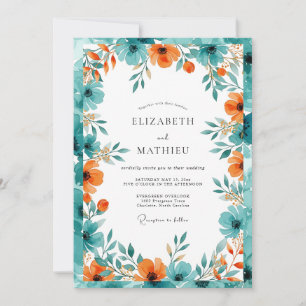 Teal Orange Bountiful Summer Wedding Invitation