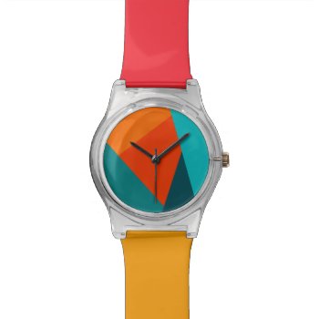 Teal & Orange Color Block May28th Watch by CoffeeRocksMyWorld at Zazzle