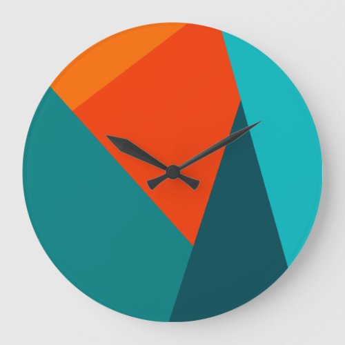 Teal  Orange Color Wall Clock