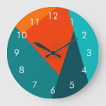 Teal &amp; Orange Color Wall Clock With Numbers at Zazzle